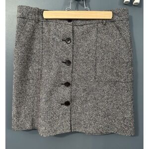 Eddie Bauer Womens Tweed Wool Blend Skirt Lined Pockets Mercer Fit Button Size 2